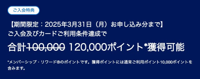 ご入会とカード利用で12万ポイントもらえるキャンペーン