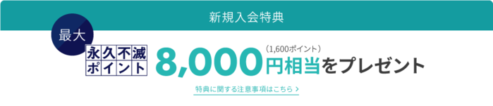 新規入会で8000円分のポイントプレゼント